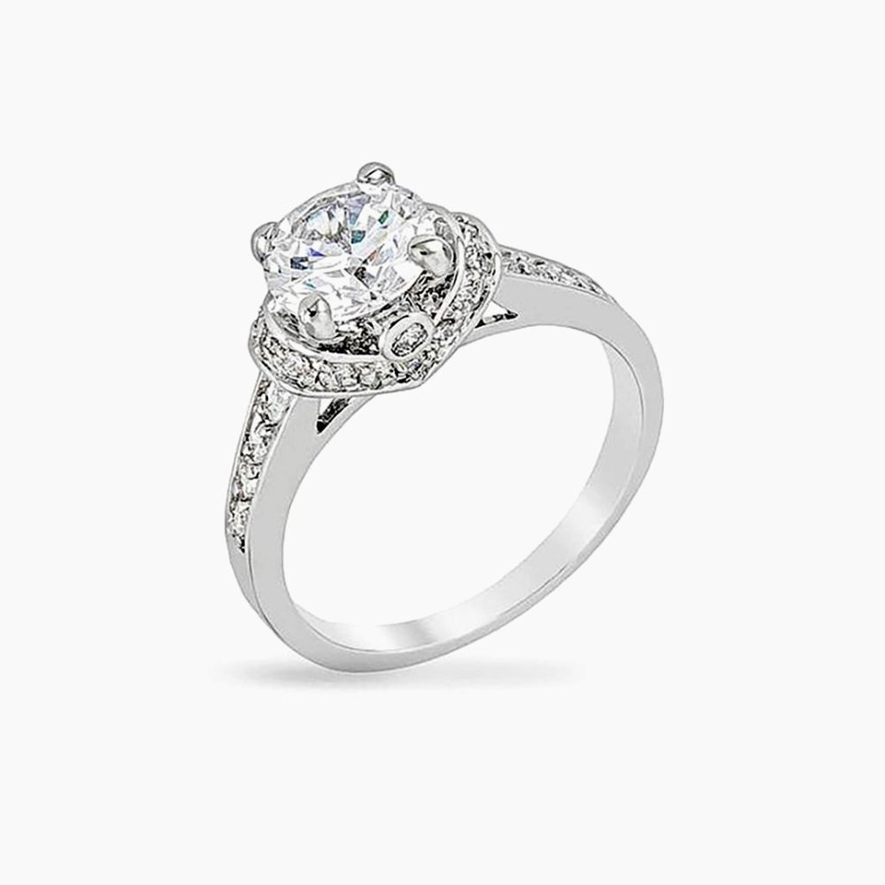 4.1ct CZ Rhodium Plated Engagement Ring